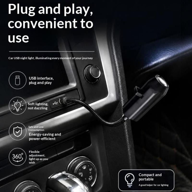 black car usb night light with metal gooseneck and flexible design providing soft non-dazzling illumination as a star galaxy projection lamp