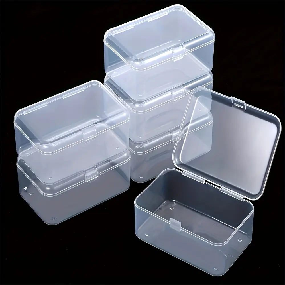 Boîtes de rangement rectangulaires en plastique transparent, avec couvercles à encliquetage, en lot de 6 boîtes de rangement en plastique transparent, conçues pour un usage de rangement polyvalent