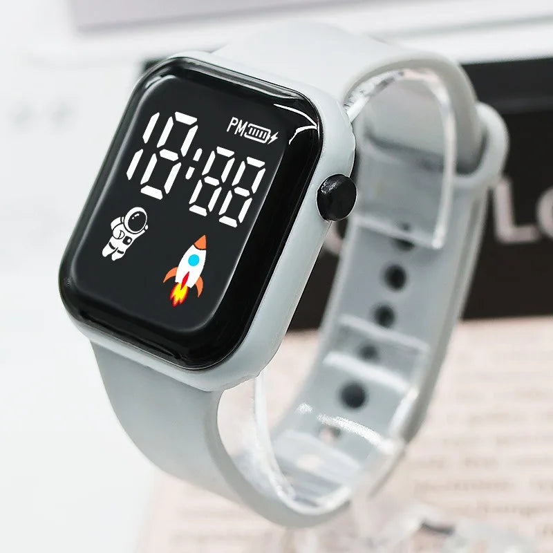 2Pcs/set Cartoon Children's Watches LED Sports Digital Watch for Kids Boys Girls Students Silicone Strap Luminous Non-waterproof