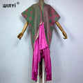 WINYI new winter clothes for women Geometric print Africa Luxury Long Fur Loose OverCoat Thick Warm long down coat winter dress