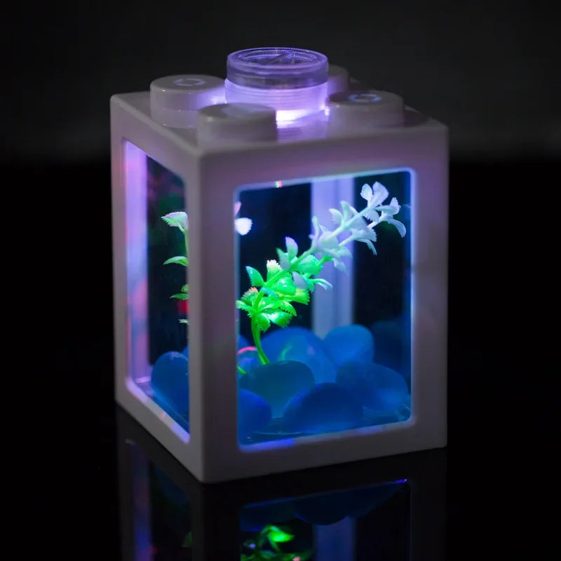Acrylic Desktop Aquarium Mini Water-Free Plastic Tank for Betta Shrimp Jellyfish - Portable Glass-Like Aquarium for Home Decor