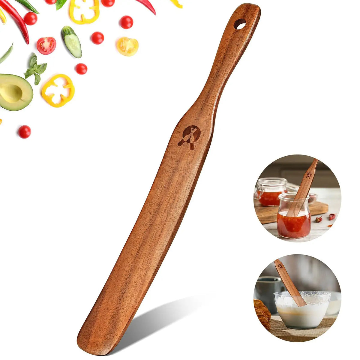 Kitchen Spatulas For Cooking Slotted Thin Paddle Stir Stick Utensil Sourdough Scraper Mixing Spoons Eco-Friendly Wooden Kitchen