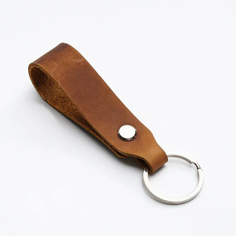 New Short Leather Car Keychain Accessories Solid Color Genuine Keychains Lanyard High Quality Derm Key Storage Pendant Wholesale
