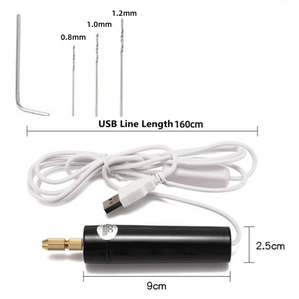 Handheld Mini Electric Drill, DIY, USB Electric Drill Tools for Epoxy Resin Jewelry Making, Wood Craft, Engraving Pen Tool
