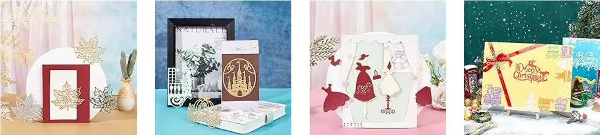 Weihnachtskarte aus weißem und rotem Papier mit einer Goldfolie-Schneeflocken-Gestaltung für Valentins-Eulen-Stanzformen und Stempel-Produkte.