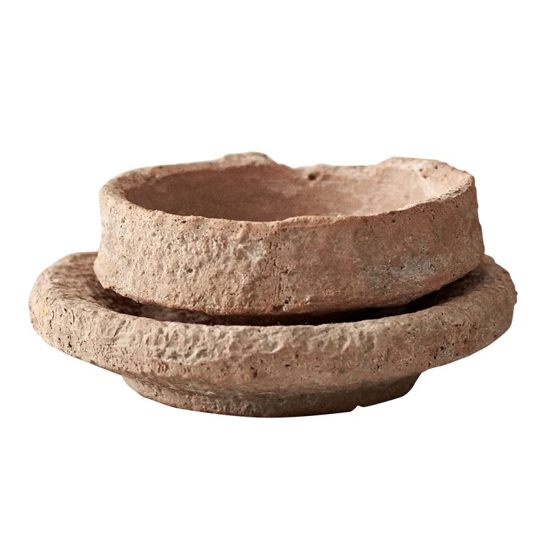 Handmade Ceramic Flower Pot with Base Tray Green Plant Pots Flower Vase Garden Pots Planters Desktop Flowerpot Garden Supplies