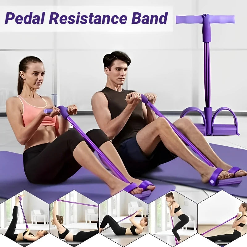 C Four-Tube Pedal Tensioner Multi-Functional Household Fitness Equipment Yoga Abdominal Strengthening Elastic Band Tension Rope