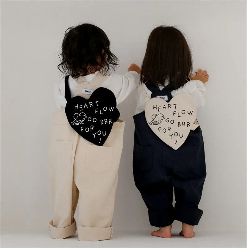 Korean Ins Kids' Backpack: Preschool, Unisex, Travel, Letter Decor, Small Crossbody Bag for Toddlers