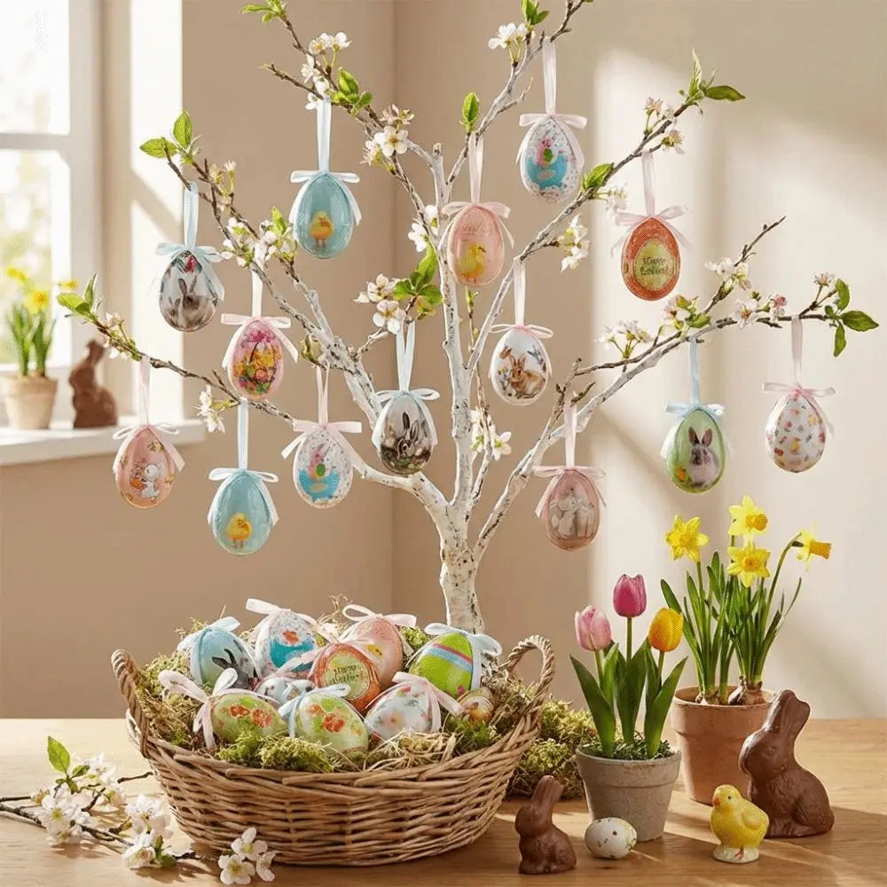 Party Favor Painted Foam Easter Eggs Colorful DIY Craft Hanging Easter Egg Happy Easter Handmade Easter Egg Props Easter Party