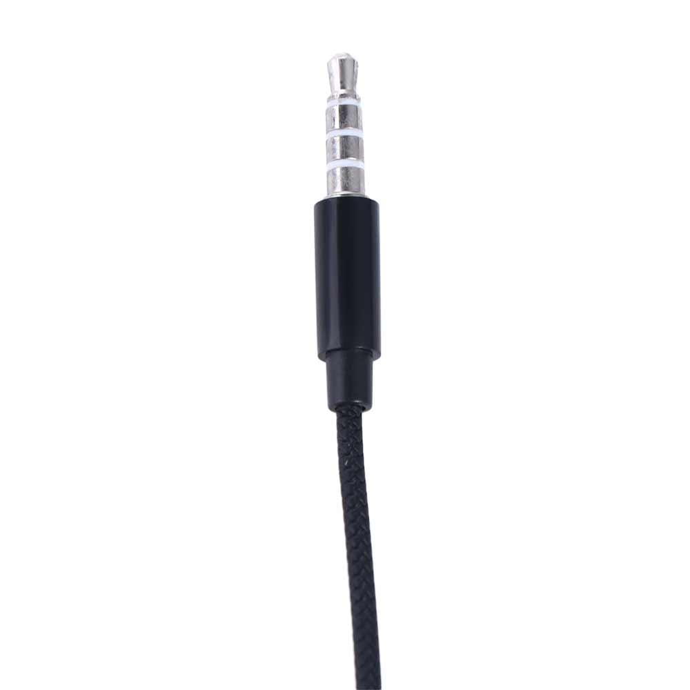 Câble audio tressé noir avec connecteur mâle 3,5 mm argenté et boîtier en plastique noir pour écouteurs à double dynamique, casque stéréo filaire 3,5 mm.