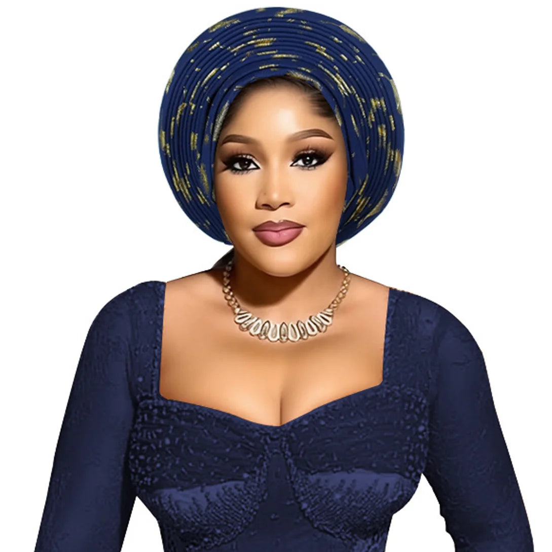 Nigerian Wedding Geles African Headtie Auto Gele Turbans For Women Aso Oke Fabric Muslim Headwear Headpiece Female Head Wraps
