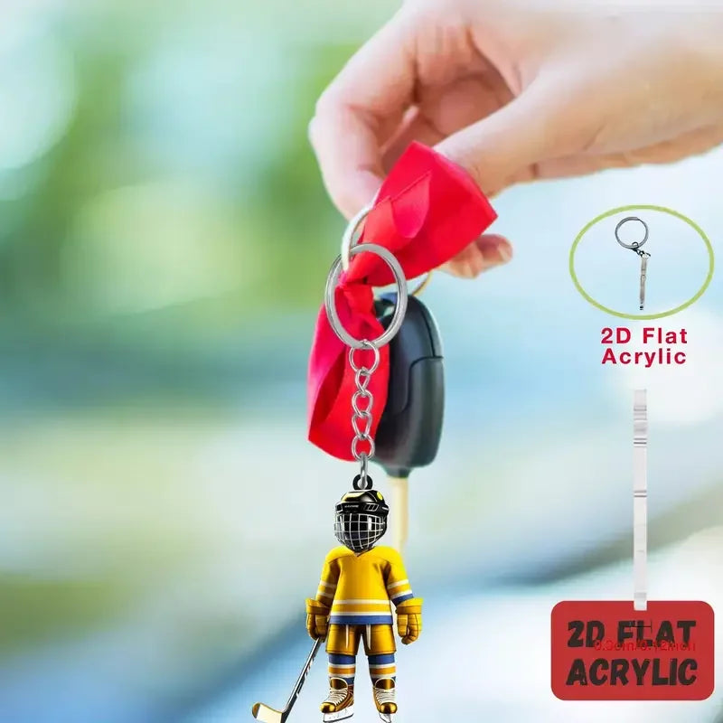 1/5 Hockey Player Keychains - Perfect for Backpacks, Car Decorations - Ideal Gift for Hockey Enthusiasts and Young People