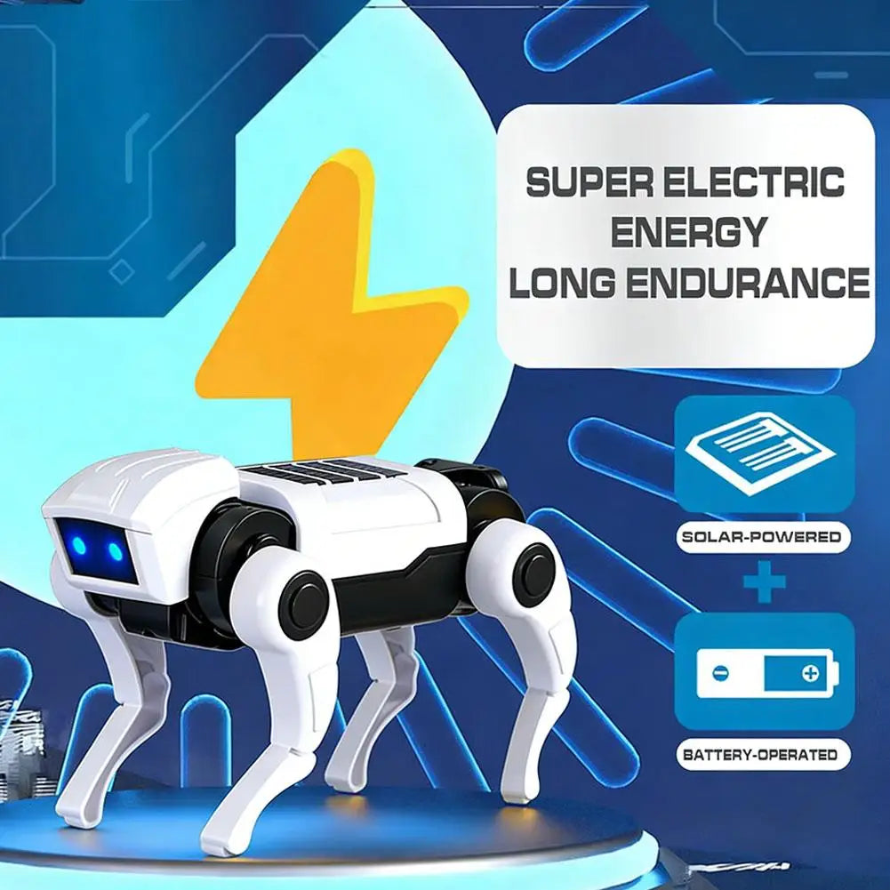 Mechanical Walking Robotic Dog Toy Interactive Electronic Pet With LED Blue Eyes DIY Bionic Limbs Smart Sci-Fi Robot Toy For Kid