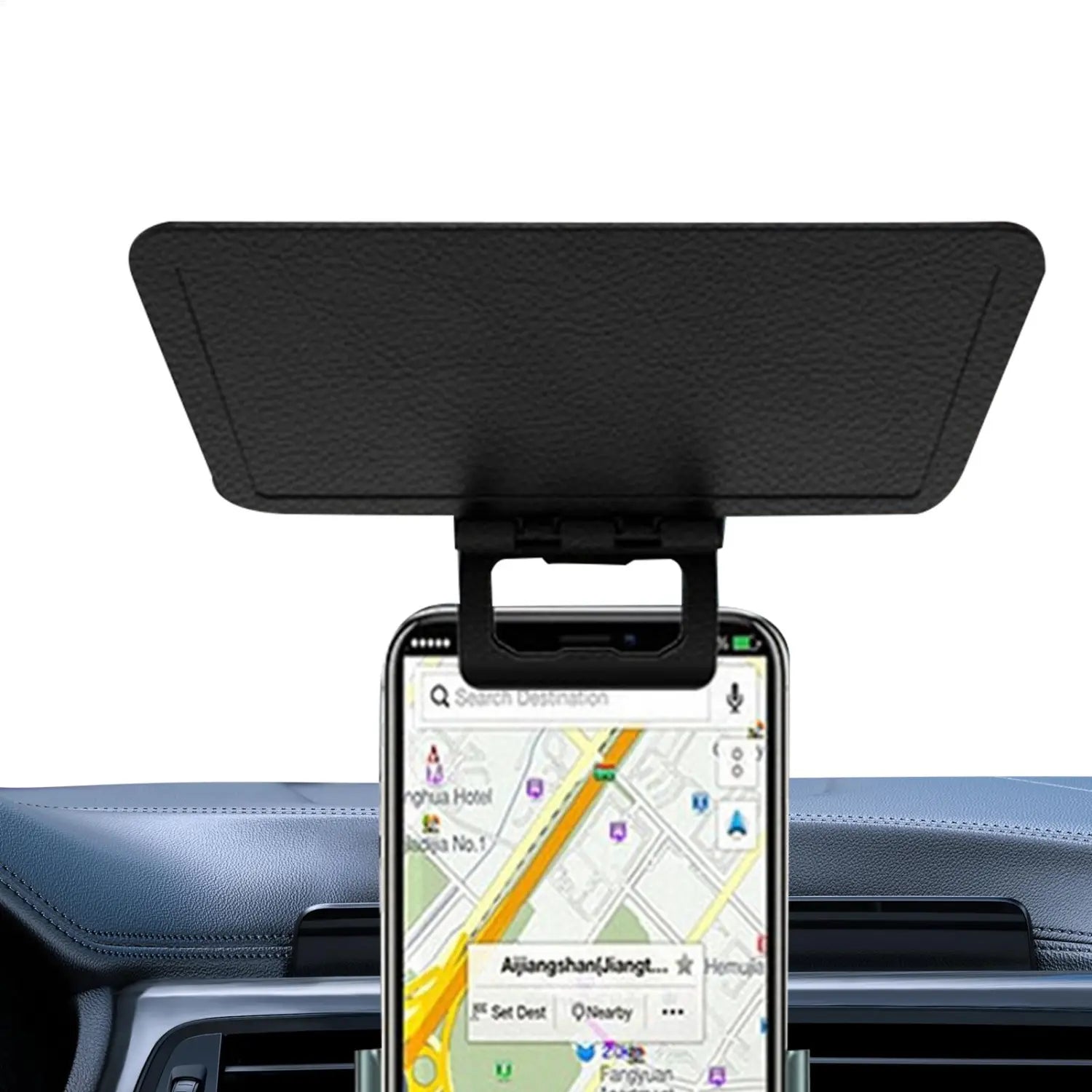 black textured car phone sun shade mobile phone mount with sleek minimalist design for secure and convenient navigation use and uv protection cover