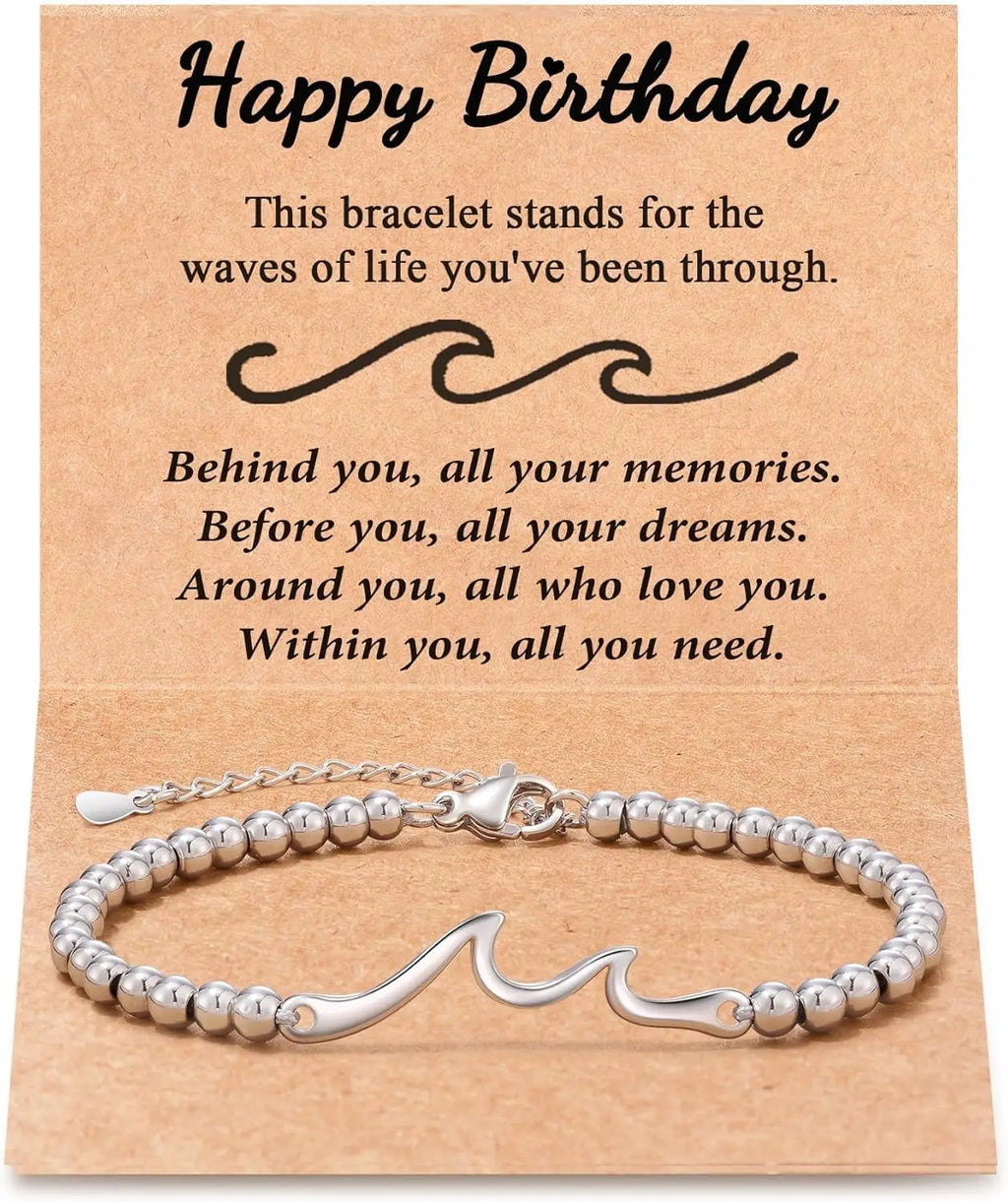 Graduation Birthday Gifts for Women, Through The Waves of Life, Birthday Bracelet for Women Friend Sister Daughter Mom Grandma