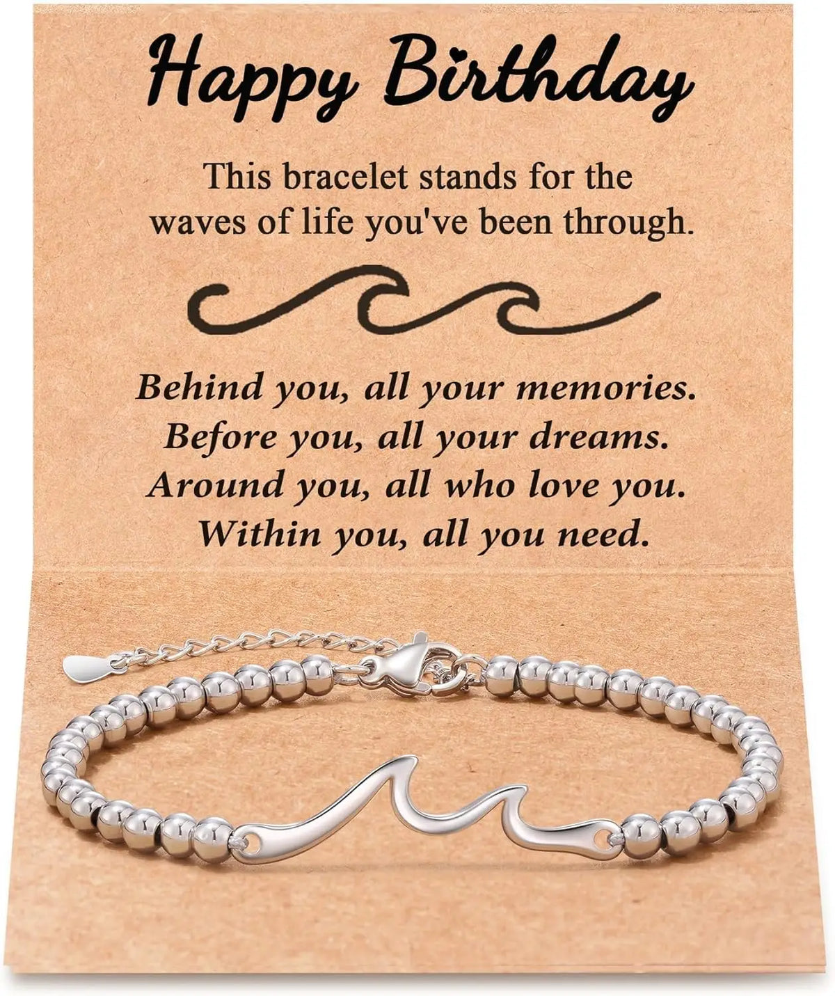 Graduation Birthday Gifts for Women, Through The Waves of Life, Birthday Bracelet for Women Friend Sister Daughter Mom Grandma