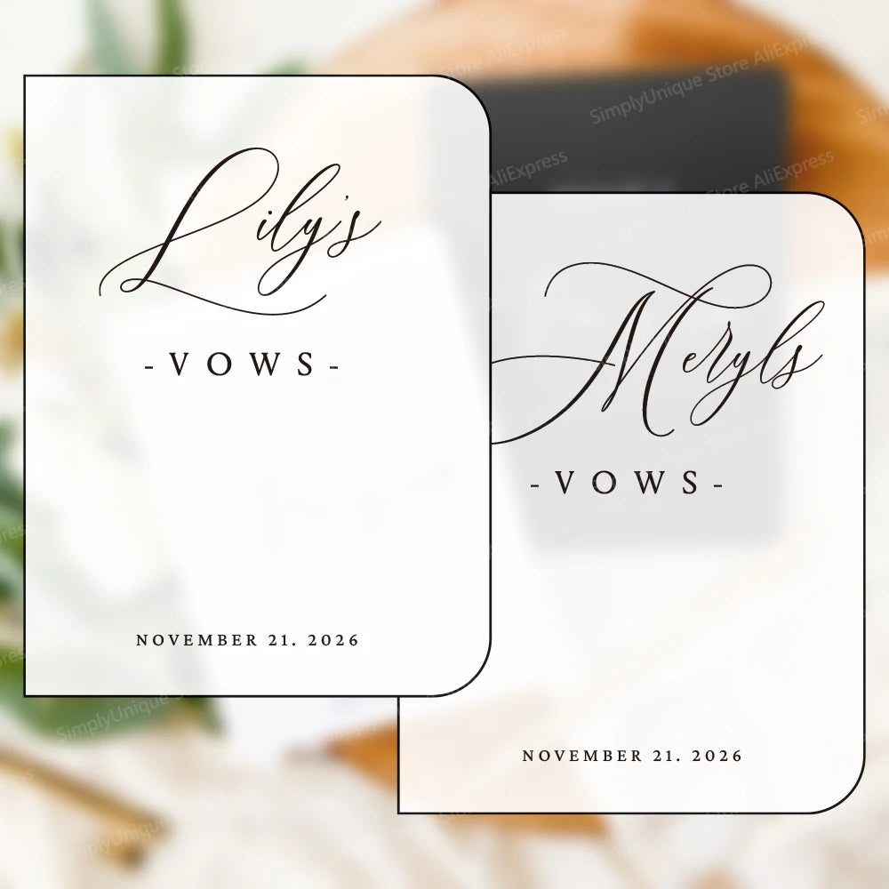 Personalized Wedding Vow Books Her Vows His Vows Custom Wedding Vow Book with Name and/or Date Set of 2 Promises Books