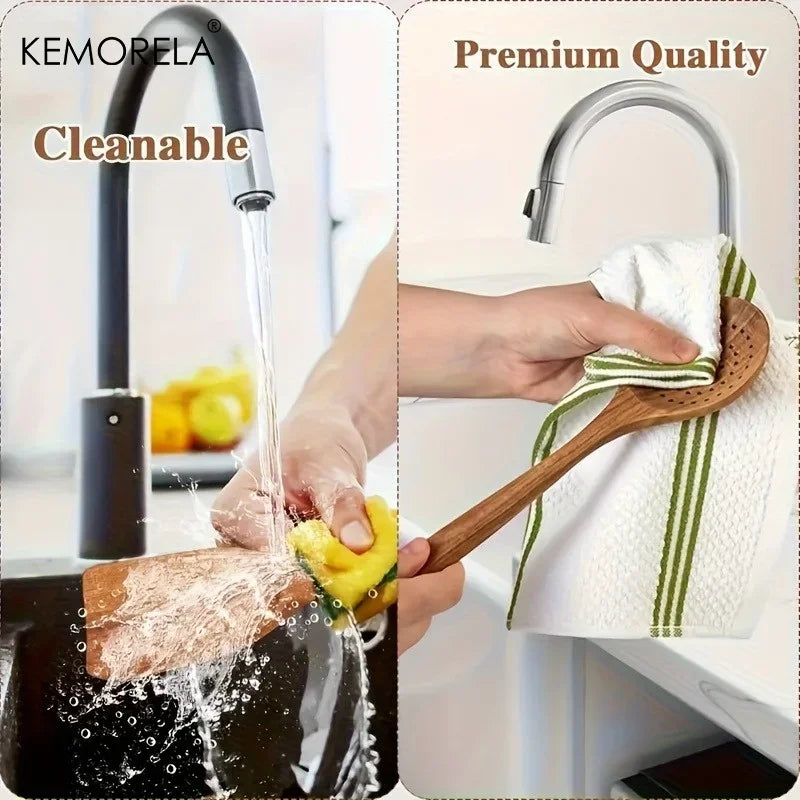 Wooden Kitchen Utensils Set 3PCS Acacia Wood Cooking Utensils Non-Stick Heat-Resistant Easy to CleanNatural Wooden Cooking Tools
