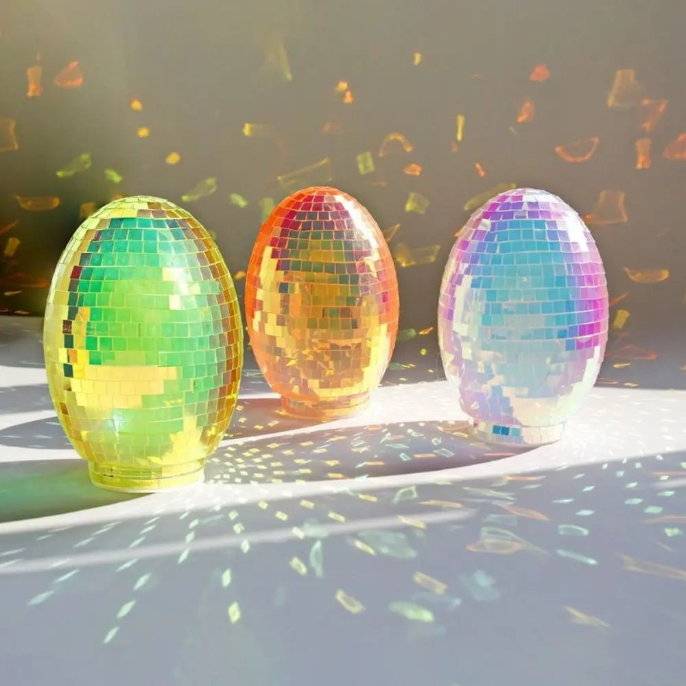 Easter Theme Glass Disco Egg Ball Decorative Adorable Reflective Mirror Ball Shimmering Effect Egg Ornaments Holiday Gifts