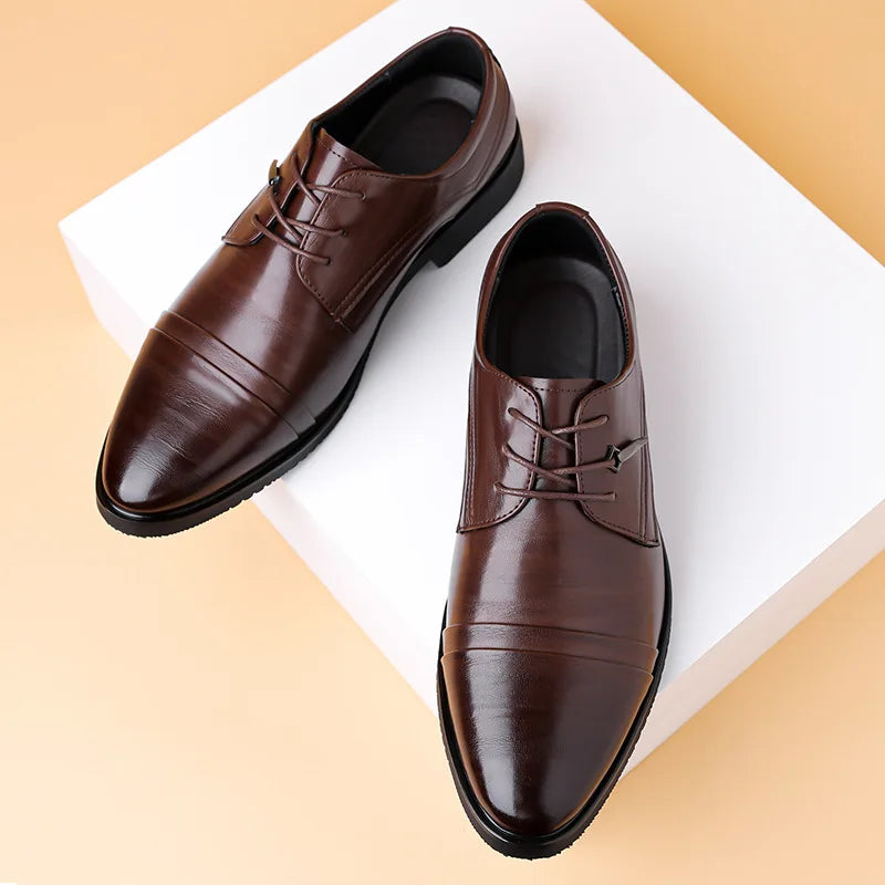 Men Leather Shoes British Style Business Dress Shoe Classic Laced Oxford Shoes Luxury Wedding Shoes for Men Casual Leather Shoe