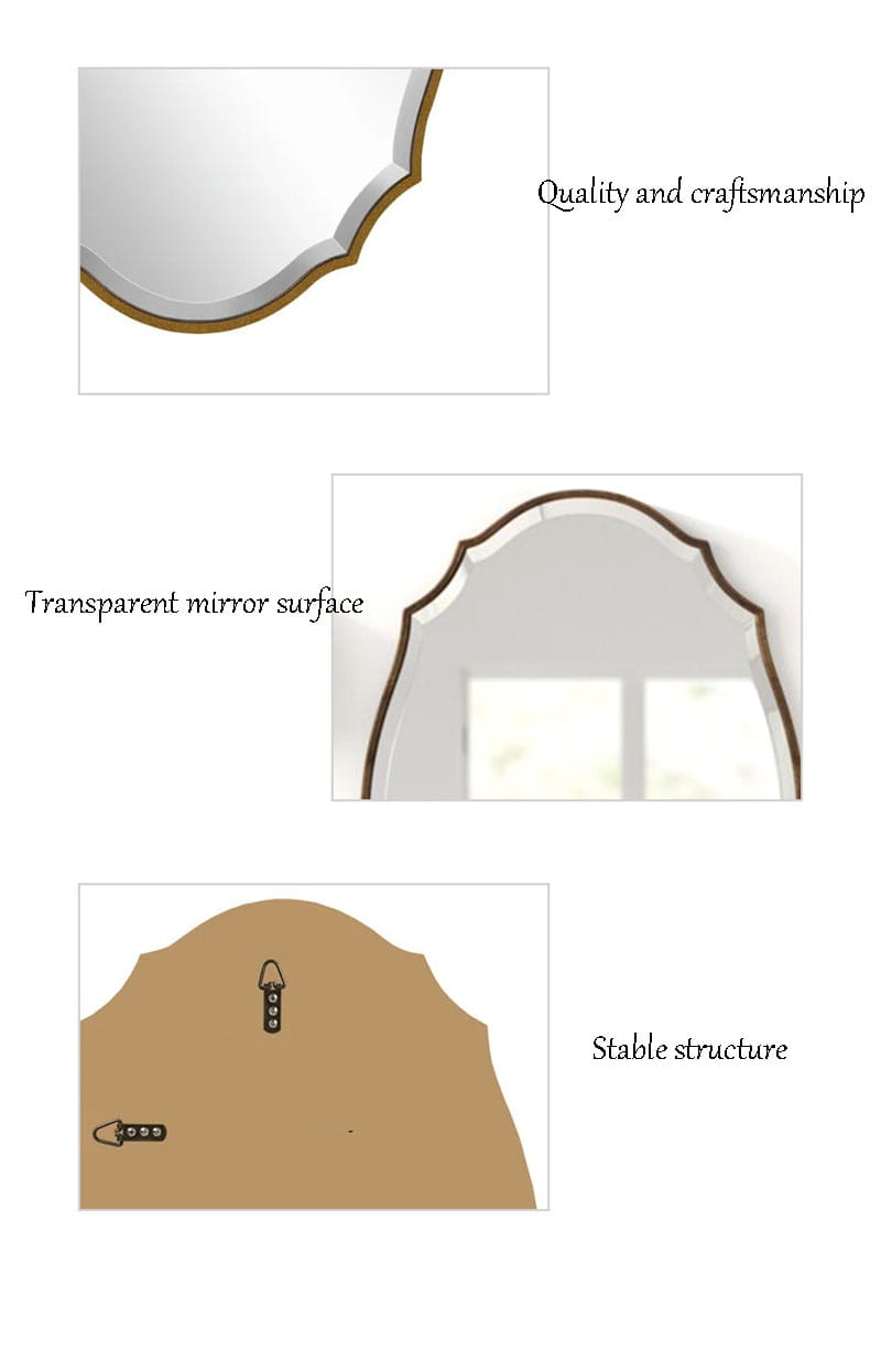 Miroir de salle de bains ovale doré ornemental, cadre à volutes incurvé et surface réfléchissante transparente, mettant en valeur un style de miroir élégant pour une décoration murale