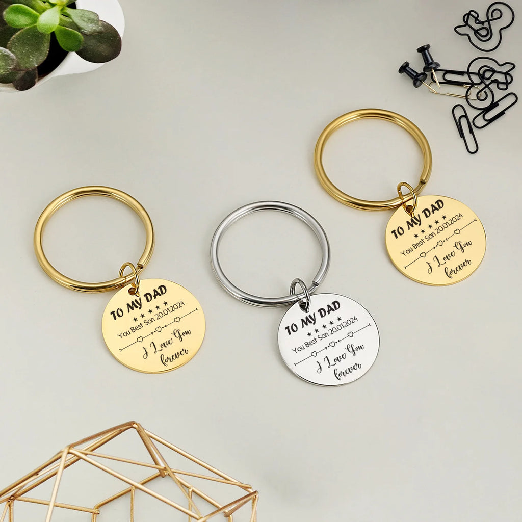 Personalized Laser Engraved Name Text Date Fingerprint QR Code Keychain Father's Day Gift Women Men Memorial Key Chain Gifts