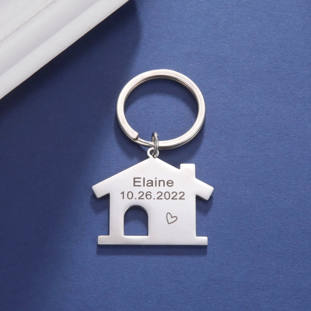 Family Personalized Keychain Name Custom House First Home Key Chain Gift For Man Women Couple Mother Stainless Steel Jewelry