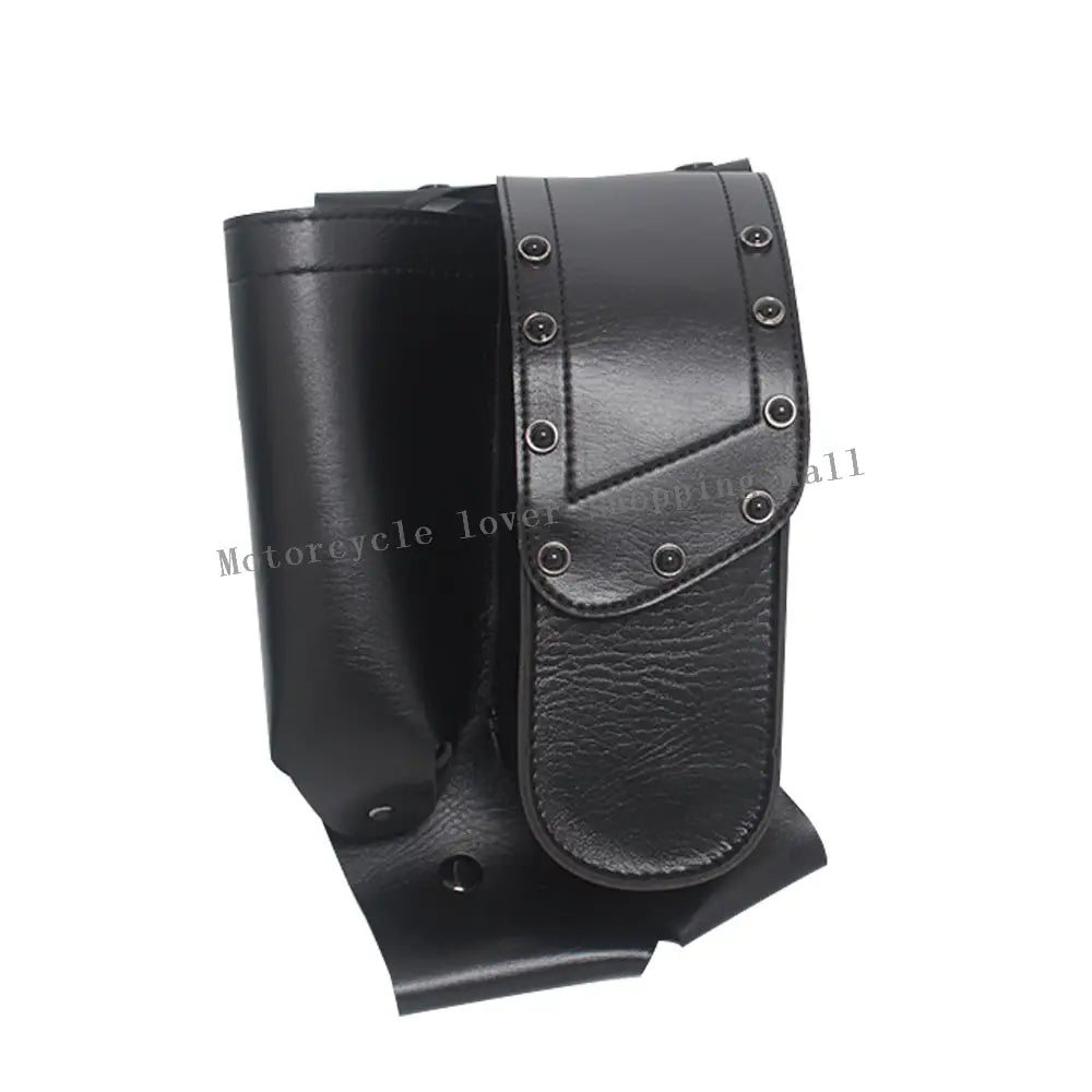 black leather harley touring saddlebag guard bag with silver-toned rivets and flap closure made of pu leather