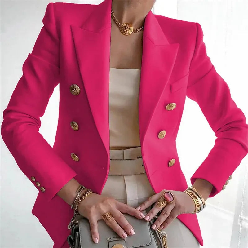 Women's European American Fashion Blazer Spring Autumn Elegant Temperament Ladies Suit Coat Professional Lady Short Outerwear