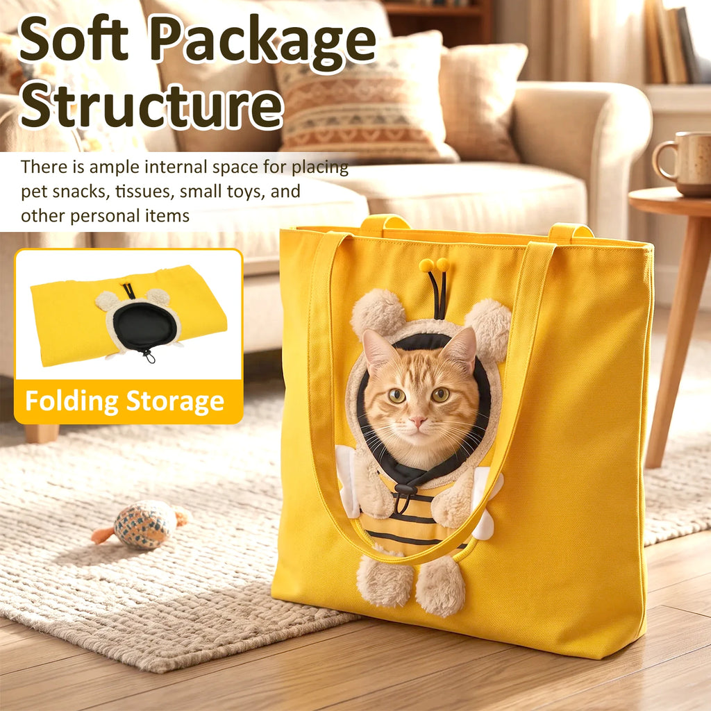 Pet Carrier Tote Portable Head Out Pet Tote Bag with Collar Safety Buckle Breathable Cat Dog Travel Bag Pet Supplies for 6-8Kg