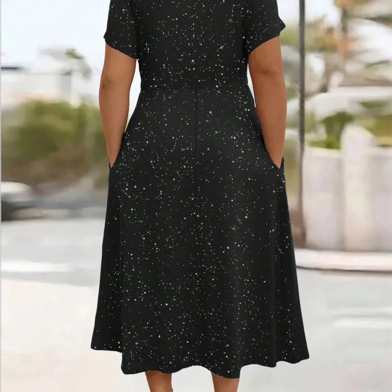 Vestidos De Mujer Casuales V Neck Short Sleeve Pocket Hem Elegant Dress Women's Summer New Formal Evening Fashion Hem Long Dress