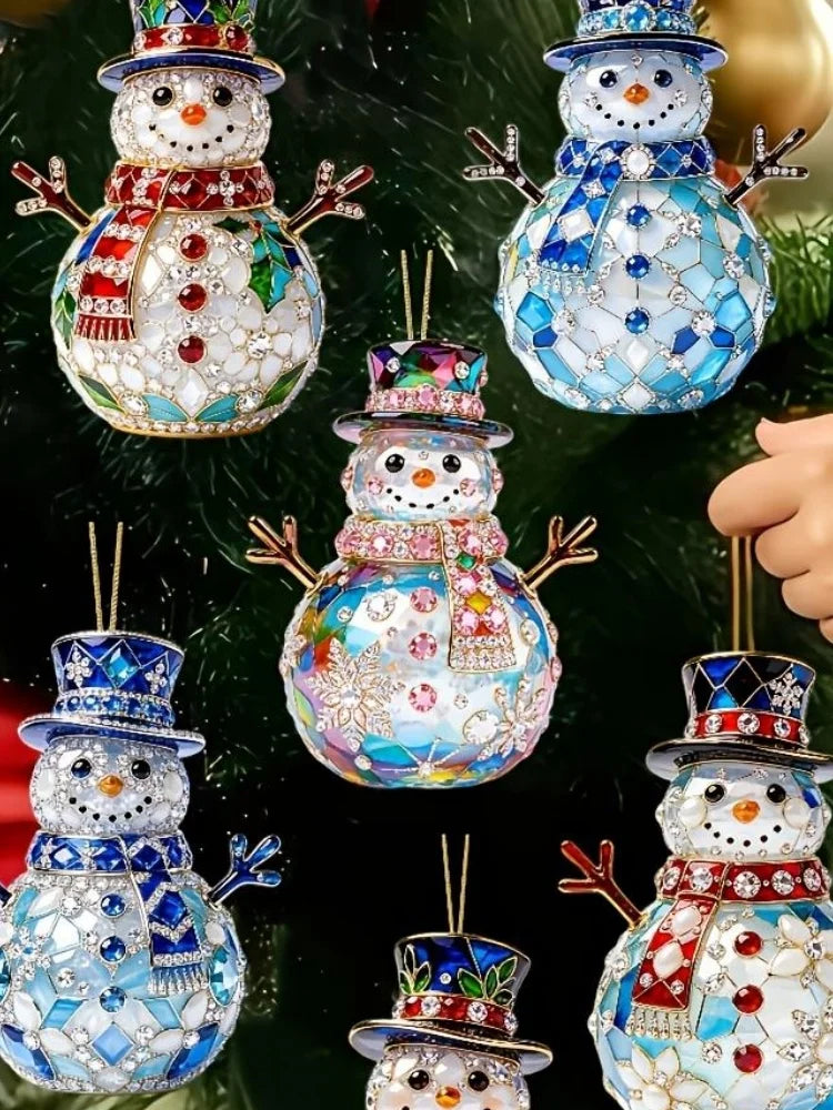 16/8 Pieces in Random Styles, New Fun 2D Embossed Wooden Home Decor Ornaments, Christmas, Mother's Day, Father's Day, Exquisite Snowman Designs, Holiday Pendants, Hanging Decorations, Practical and Beautiful Hanging Ornaments