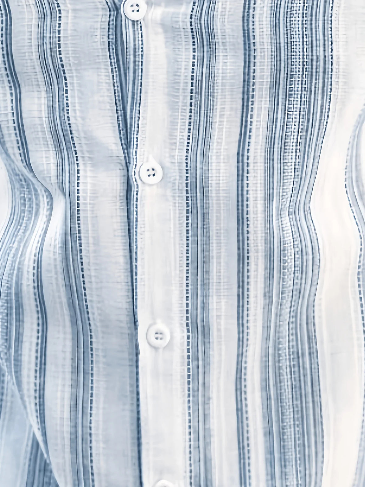 Men Summer Casual Shirts Light Blue White Textured Vertical Stripe Lapel Short Sleeve Loose Button Down Tops Daily Mens Clothing
