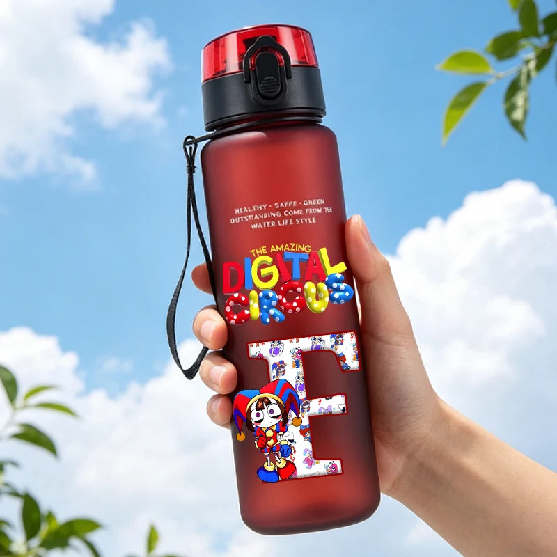 The Amazing Digitals Circus Water Bottle with Straw 650ml Kids Kawaii Letter A-Z Cup Girls Boys Outdoor Sports Mug Children Gift