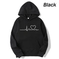 Women Casual Hoodies Heartbeat Print Men's women's Loose Hoodies Couple Sweatshirts Fashion HipHop Sweatshirt Harajuku Unisex