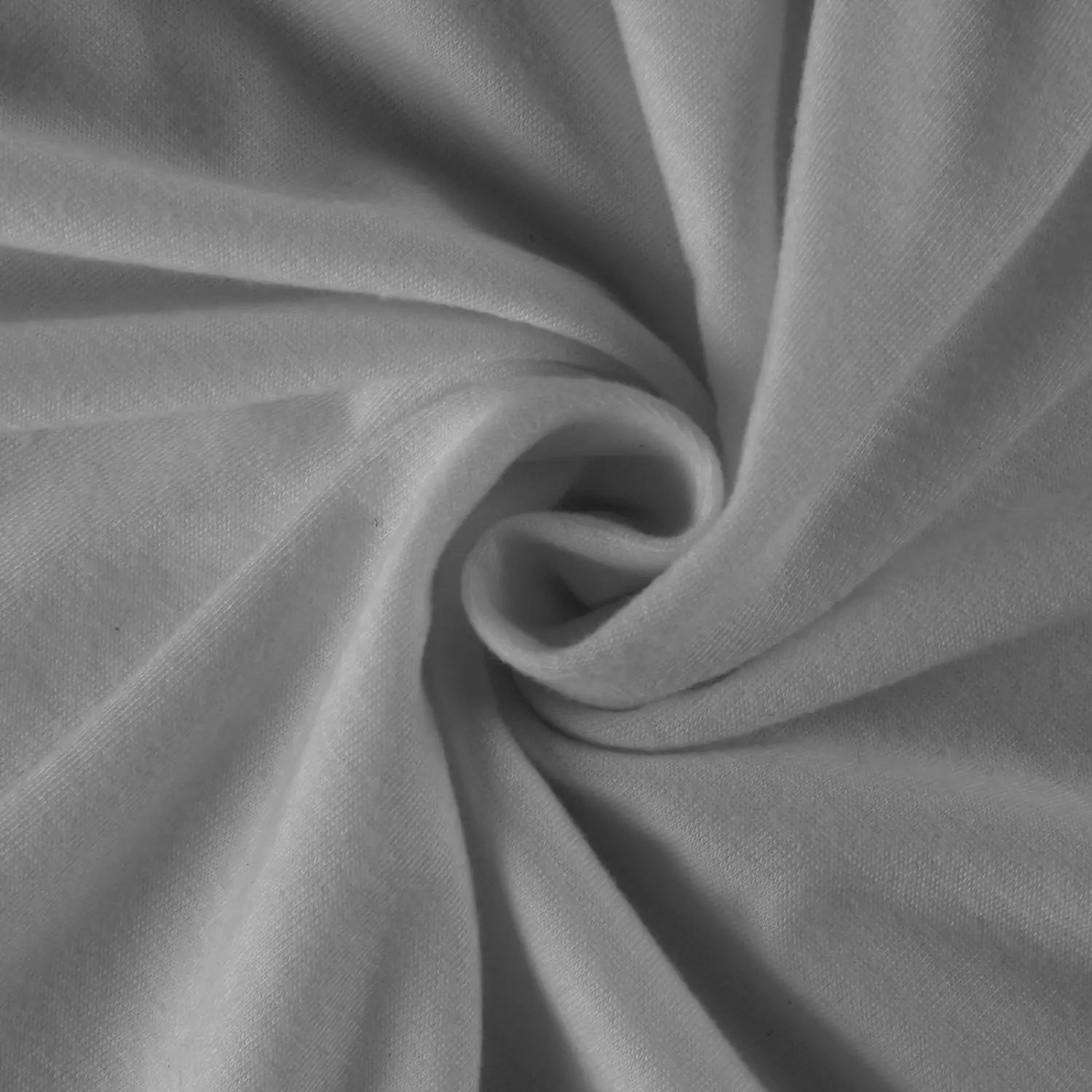 Soft light gray knit fabric with a smooth texture and subtle sheen for a women long sleeve cotton tunic top featuring a round neck and solid pattern type.