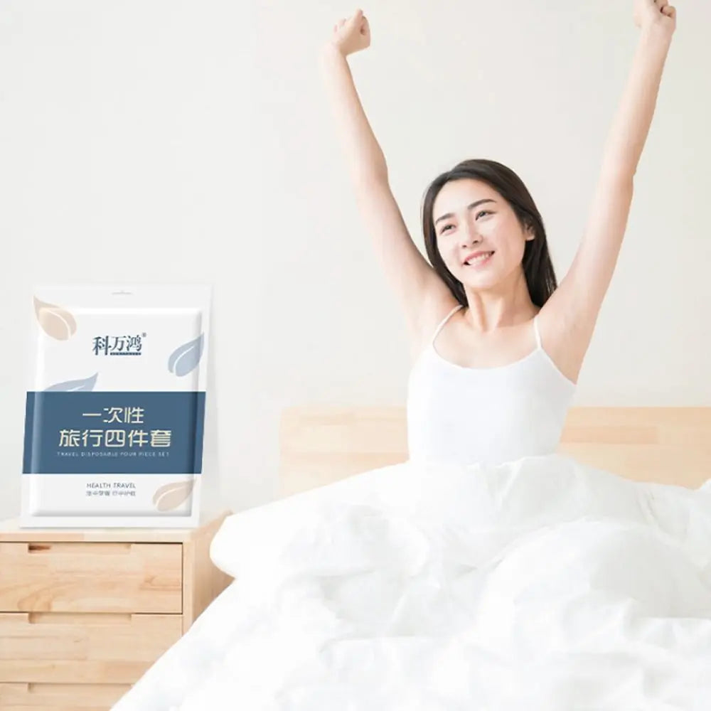 3 / 4-Piece Disposable Bed Sheet Non-Woven Bedding Set Sleeping Bag Quilt Cover Thickened Dirty Proof Duvet Cover Pillowcase