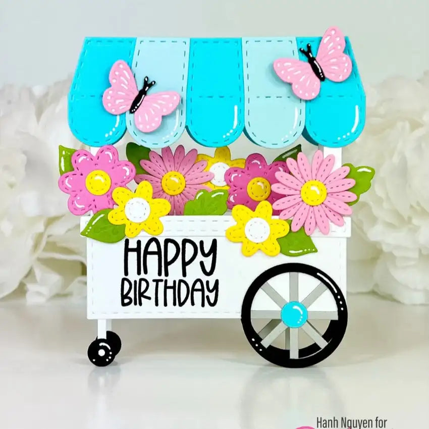 Happy Mother's Day Father's Day Flower Cart Metal Cutting Dies for DIY Decorating Scrapbook Paper Card Album Embossing Craft Die