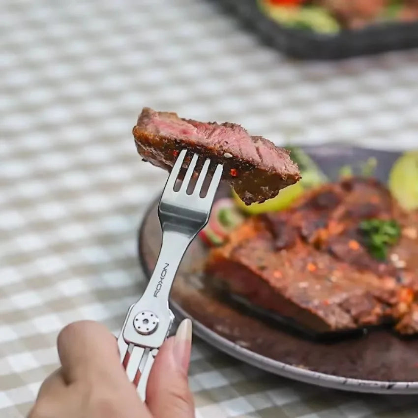 3-in-1 Tableware Knife and Fork Spoon Set Outdoor Stainless Steel Camping Field Portable Multifunctional Dinnerware Kitchen