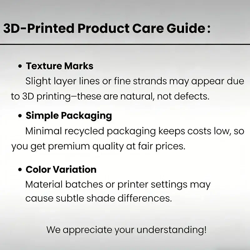 3d-printed skeleton office worker coffee figurine care guide with black text on a light gray background.
