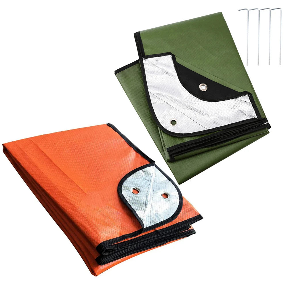1 X Outdoor Camping  Survival Blanket Insulated  Thermal Reflective Tarp 82.7x59.1inch  Waterproof Insulated Blanket  For Hiking