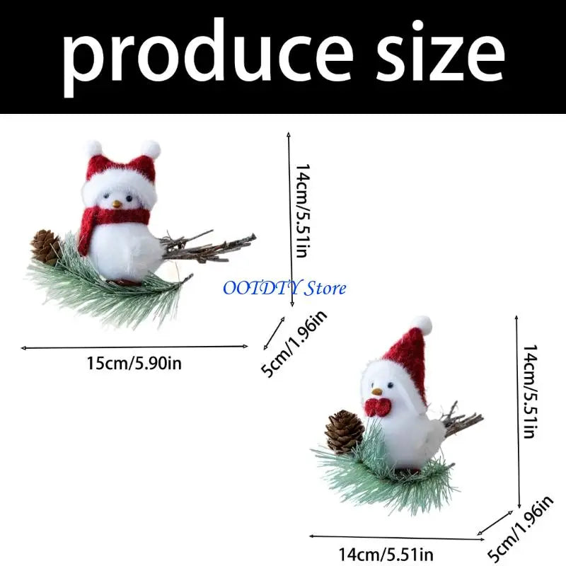 367A Holiday Couple Bird Decors Foam Craft With Santa Hat Seasonal Display Accent