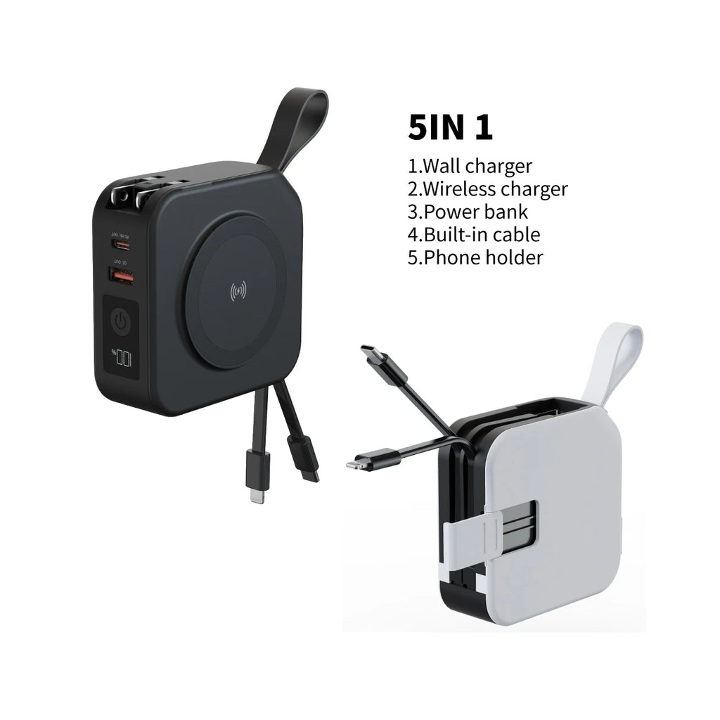 Wireless Powerbank Magnetic with Plug Cable Fast Charging Ugreen for IPhone15P External Spare Mobile Camping Qi2 3in1 Charger