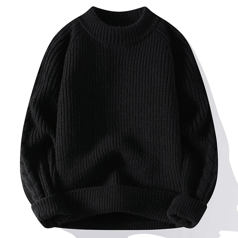 2023 New Mens Knitted Sweaters Round Neck Long Sleeve Harajuku Men Casual Pullover Autumn Winter Male Soild Color Warm Sweater