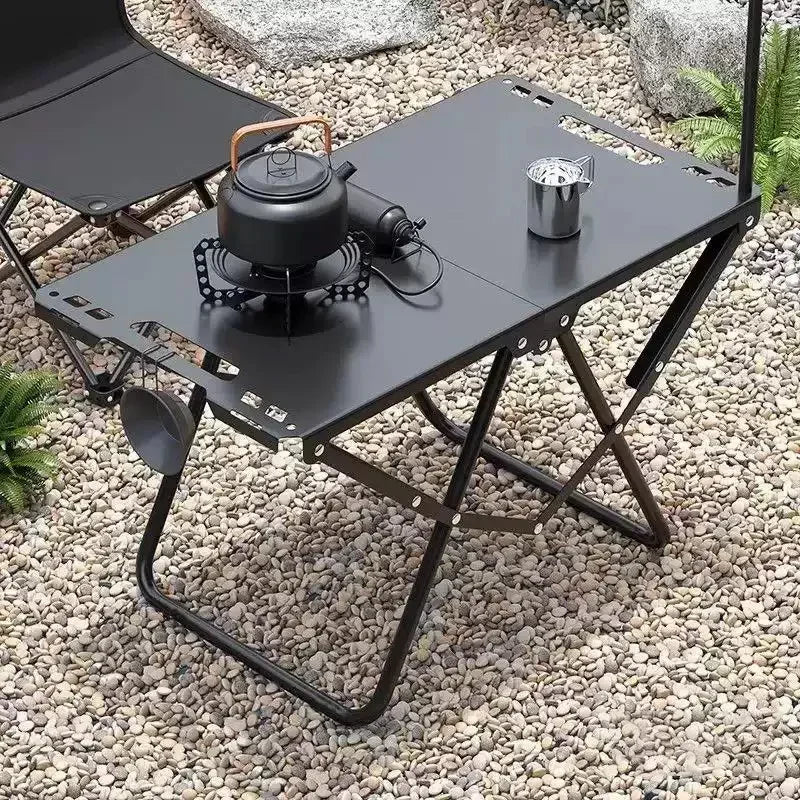 Folding outdoor camping table, portable picnic table, foldable compact travel, camping, and picnic table