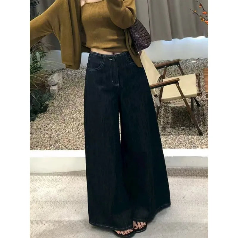 Wide Leg Jeans Women's 2026 Spring High Waist American Spice Girls Loose Straight Wide Leg Pants
