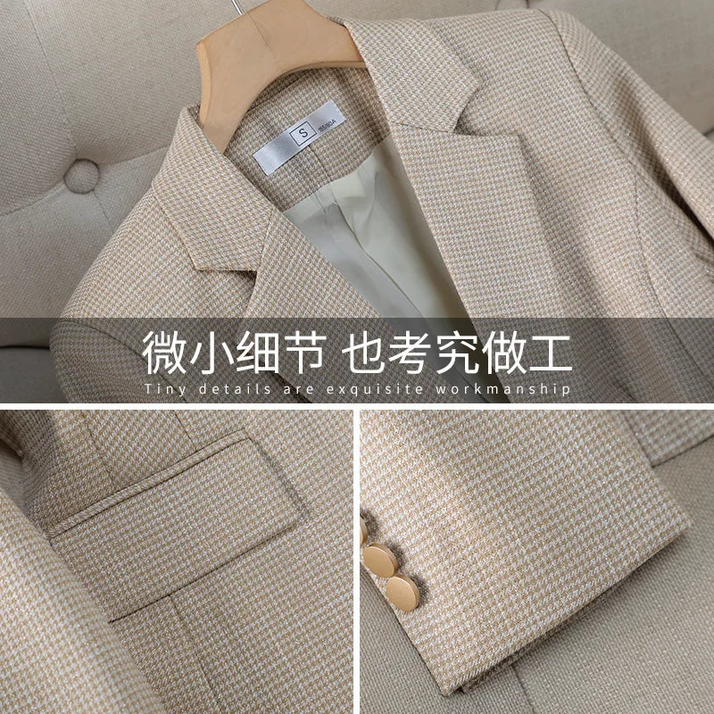 Luxury Small Women Pink Blazer Ladies Professional Suit Women Temperament Suit Fashion Interview Formal Pant Suits