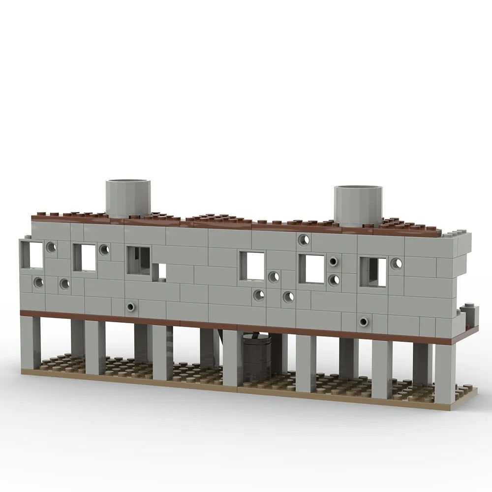 Building Blocks Military Base Ruins Combat Scene Destroyed House Architecture Model DIY Construction Toys For Boys