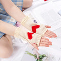 Women Gloves Stylish Hand Warmer Winter Glove Girls Arm Crochet Knitting Goth Lolita Heart Mitten Warm Fingerless Cosplay Gloves