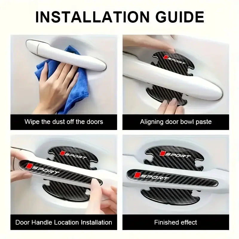 18-Piece Car Accessories Carbon Fiber Door Handle Protectors  Anti-Collision Strips Rearview Mirror Sun Visors Scratch-Resistant